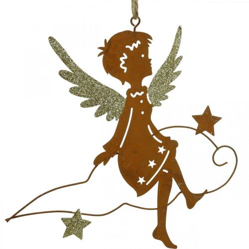 Floristik24 Dekorativ bøjle juleengledekoration metalrust 15cm 6 stk