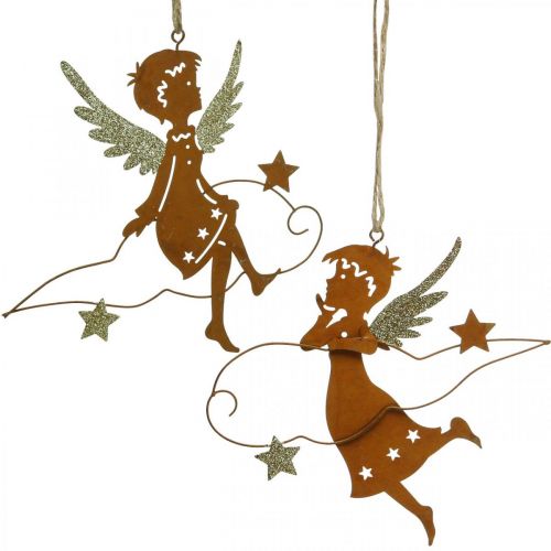 Floristik24 Dekorativ bøjle juleengledekoration metalrust 15cm 6 stk