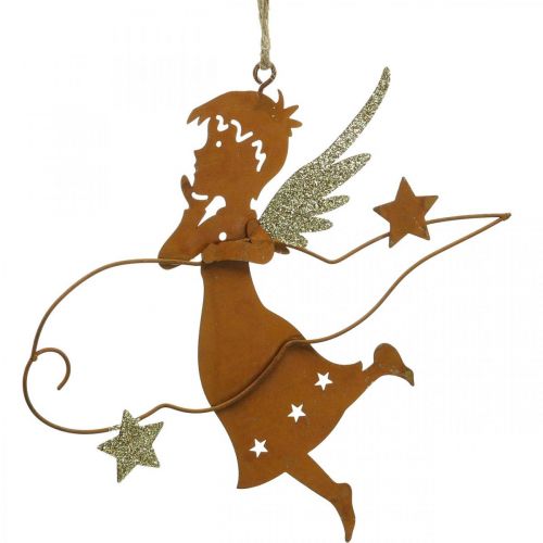 Floristik24 Dekorativ bøjle juleengledekoration metalrust 15cm 6 stk