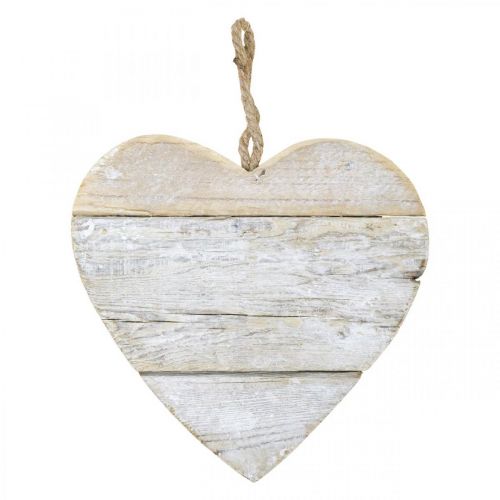Hjerte lavet af træ, dekorativt hjerte til ophæng, hjerte deco hvid 20cm