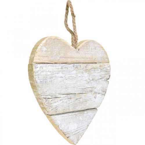 Hjerte lavet af træ, dekorativt hjerte til ophæng, hjerte deco hvid 20cm