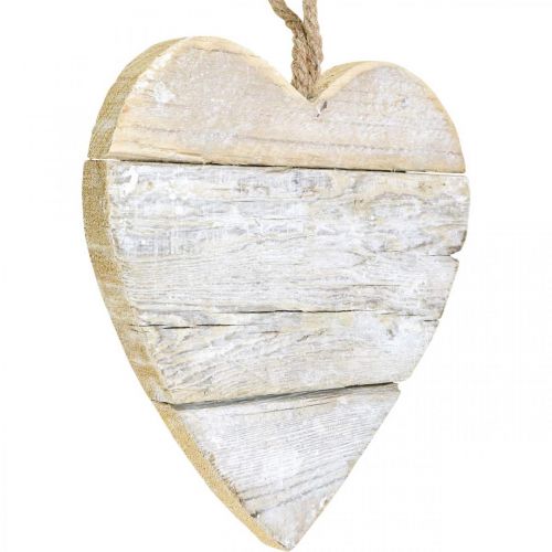 Artikel Hjerte lavet af træ, dekorativt hjerte til ophæng, hjertedekoration hvid 24cm