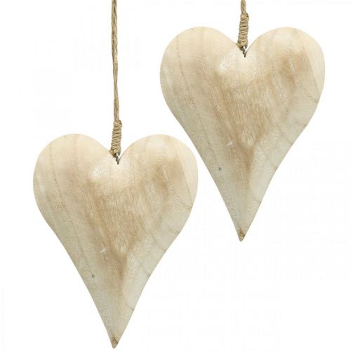 Floristik24 Hjerte i træ, dekorativt hjerte til ophæng, hjertedekoration H16cm 2stk