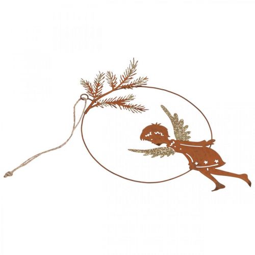 Artikel Engle dekorationsring metal rust juledekoration 23,5x16,5cm 3 stk