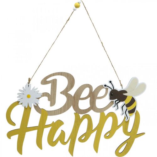 Dekorativt skilt bi “Bee Happy” sommerdekoration træ 31×18cm 2stk
