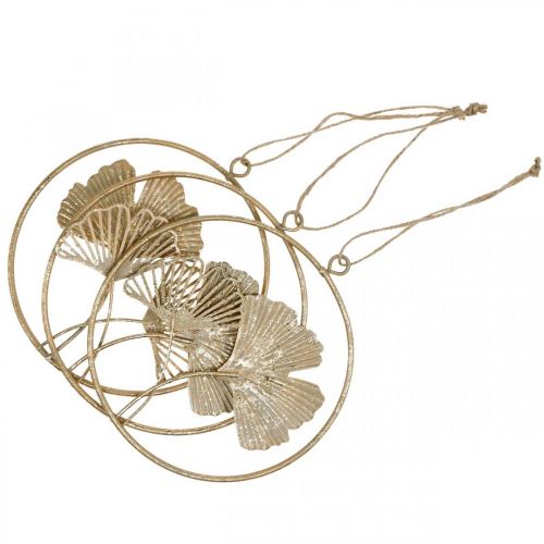 Artikel Ginkgo dekoration guld bøjle vintage metal dekoration Ø16cm 3 stk
