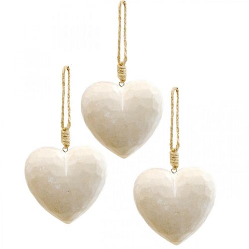 Artikel Træhjerte dekorativ bøjle dekorativt hjerte til ophæng hvid 12cm 3stk