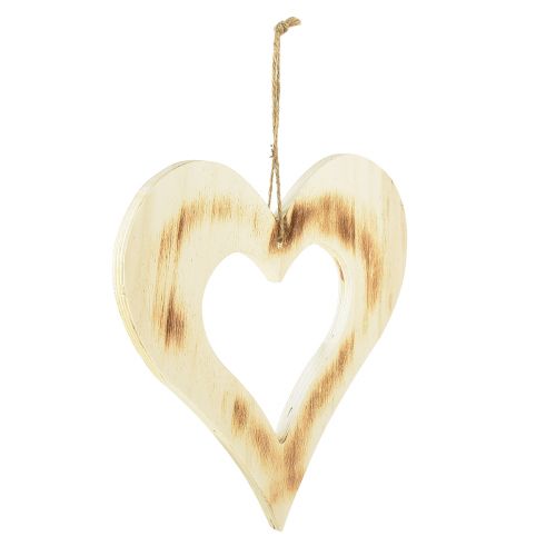 Floristik24 Dekorativt hjerte dekorativt træhjerte i hjertebrændt natur 25x25cm