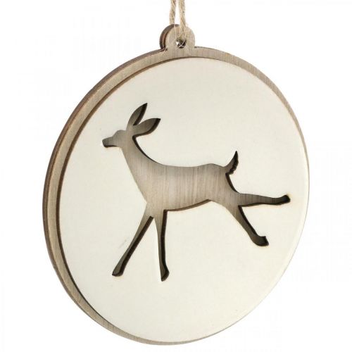 Artikel Vedhæng med rådyr, dekorationsmedaljon, trædekoration, advent Ø9,5cm 6 stk.