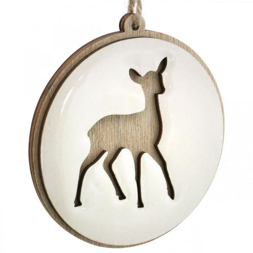 Artikel Vedhæng med rådyr, dekorationsmedaljon, trædekoration, advent Ø9,5cm 6 stk.