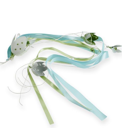 Floristik24 Dekorativ bøjle med metalblomster og bånd 90 cm