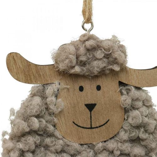 Floristik24 Påskedekoration fårebøjle træ fluffy 8,5×1,5×20cm 6stk