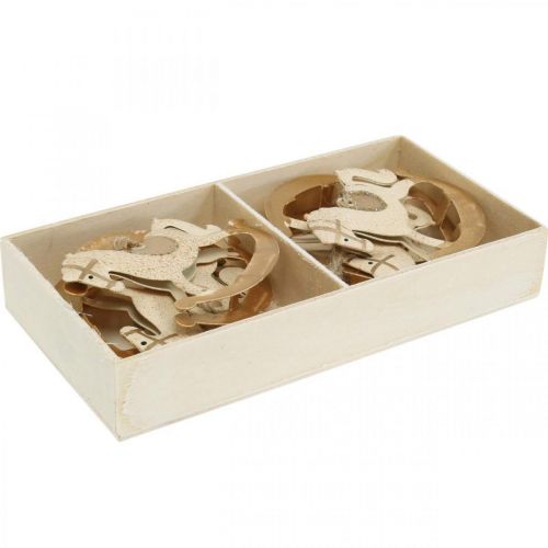 Floristik24 Deco Gyngehest Jul Metal Creme Brun 6stk
