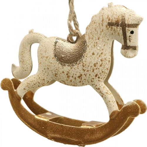 Floristik24 Deco Gyngehest Jul Metal Creme Brun 6stk