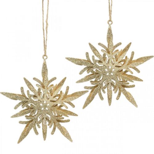 Floristik24 Snefnug, juletræsdekoration, vinduesdekoration Christmas Golden 12cm 4stk