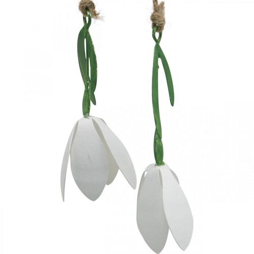 Floristik24 Dekorativ gren med blomster, fjeder, vintergækker til ophæng, metalblomster L48cm B90cm