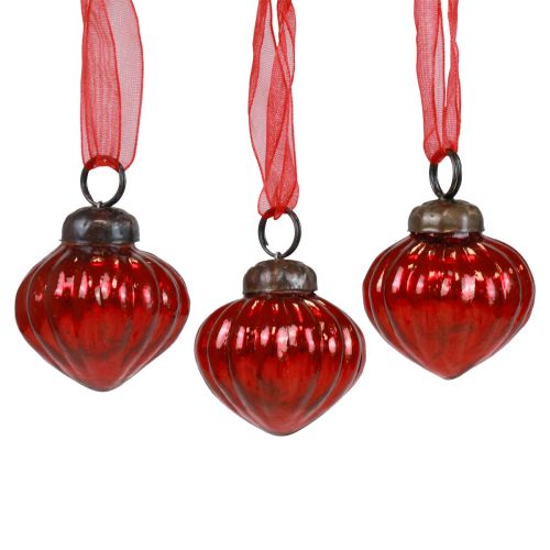 Julepynt glas dekorative bøjler glas rød 3,5×4cm 12 stk