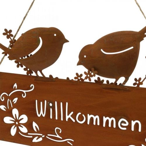 Floristik24 Deco skilt velkommen til at hænge op rust look 25×18/21cm 2stk