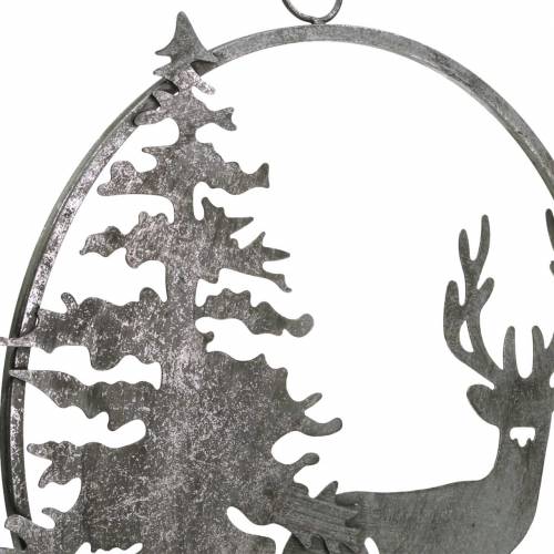 Floristik24 Deco ring rensdyr og gran antik look sølv Ø30cm Til at hænge op