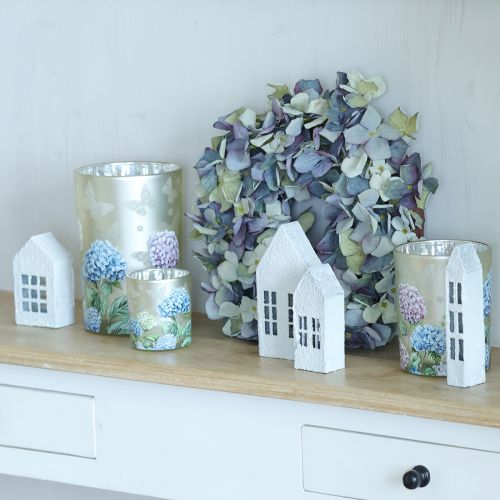 Artikel Miniaturehuse til indretning og stemning, meget dekorative, tidløst design til hjemmet, 14 cm, 4 stk.