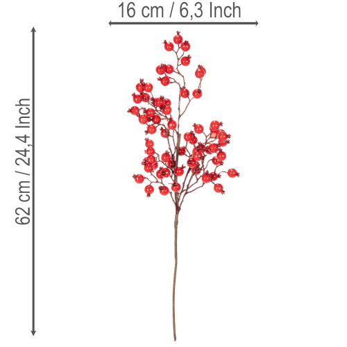 Kunstig hybengren med skinnende bær, 62 cm | Floristik24.dk