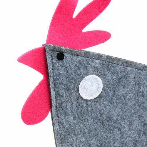 Floristik24 Dekorativ hane lavet af filt med prikker grå, hvid, pink 30cm x 5cm H31,5cm påskedekoration, butiksvindue