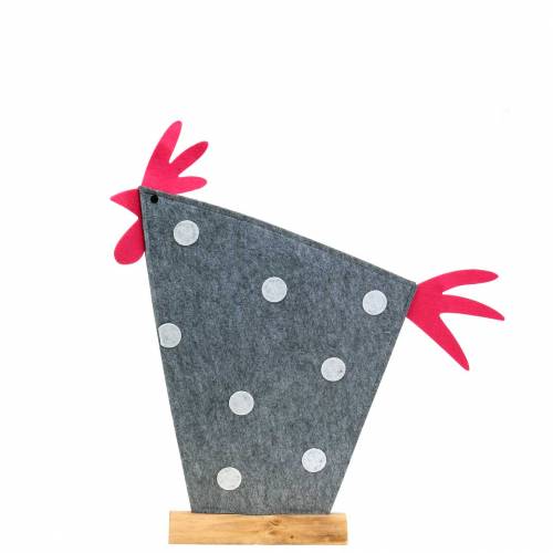 Floristik24 Dekorativ hane lavet af filt med prikker grå, hvid, pink 30cm x 5cm H31,5cm påskedekoration, butiksvindue