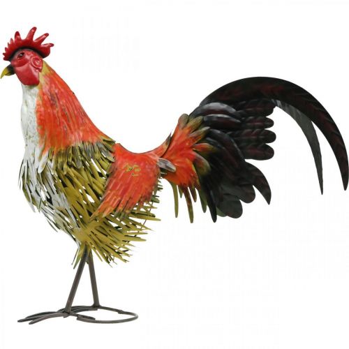 Floristik24 Dekorativ hane metal farverig havedekoration figur metal dekoration 58×13×50cm