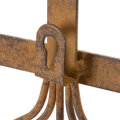 Knage til haveredskaber, havedekorationer, rive, spade og hakke; metalknagerække af rustent metal, L33,5 cm | Floristik24.dk