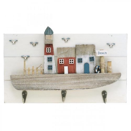 Floristik24 Strandgarderobe, maritim trædekoration, bådkrog Shabby Chic L33cm