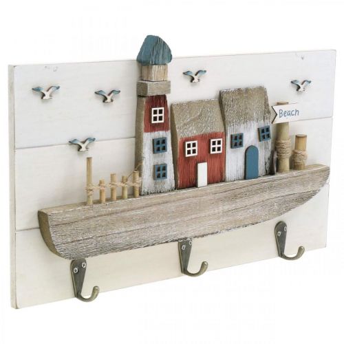 Floristik24 Strandgarderobe, maritim trædekoration, bådkrog Shabby Chic L33cm