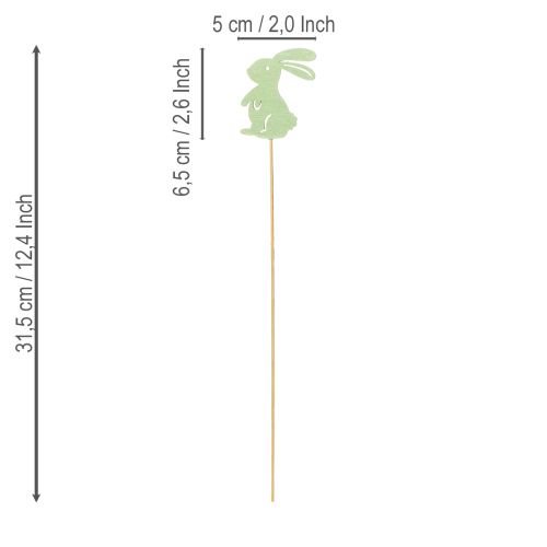 Artikel Dekorative kaniner på pind som grafisk accent til borde og plantekasser, 31,5 cm, 16 stk.