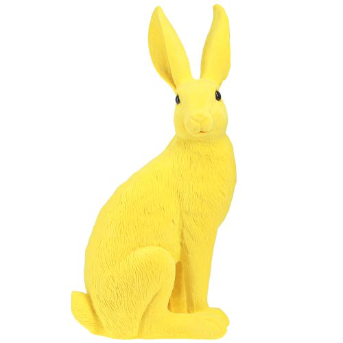 Floristik24 Kanin gul siddende påskehare dekoration flokket 16×13×35cm