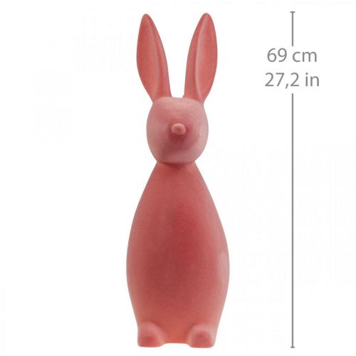 Floristik24 Dekorativ påskehare – 2. valg – Flokket Orange Abrikos H69cm