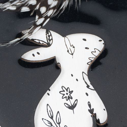 Artikel Træpåskeæg til ophængning, hvide og sorte, 10 cm, 6 stk.