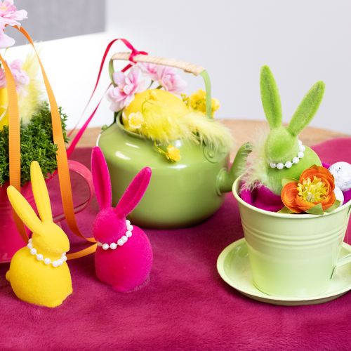 Artikel Påskehare dekorativ figur med perlekæde, perfekt til stue eller soveværelse, 13 cm, 4 stk.