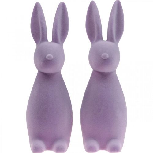 Floristik24 Deco Bunny Deco Easter Bunny Flocked Lila Lilla H29,5cm 2stk