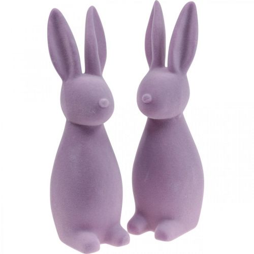 Floristik24 Deco Bunny Deco Easter Bunny Flocked Lila Lilla H29,5cm 2stk