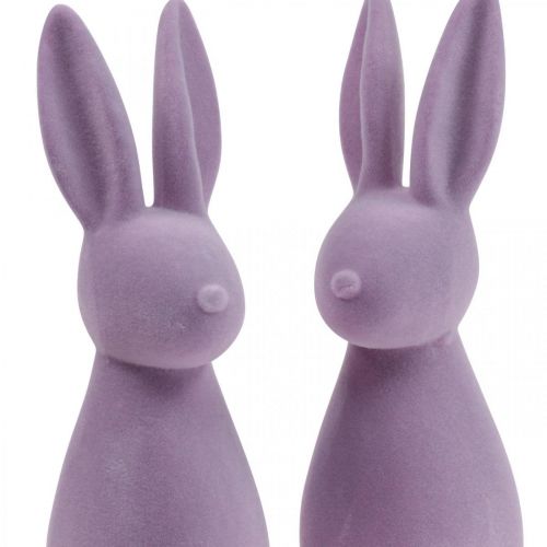 Floristik24 Deco Bunny Deco Easter Bunny Flocked Lila Lilla H29,5cm 2stk