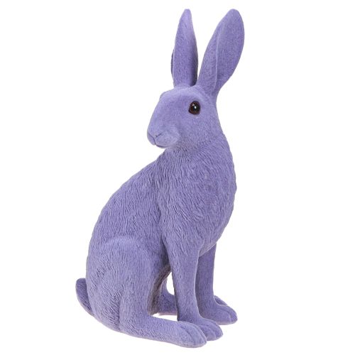 Artikel Kanin siddende påskehare dekoration flokket lilla 12×9×25cm