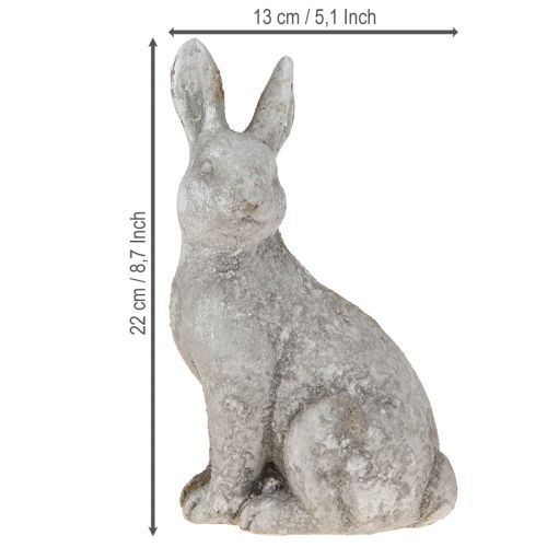Artikel Siddende påskehare keramik antik grå 13×10×22 cm