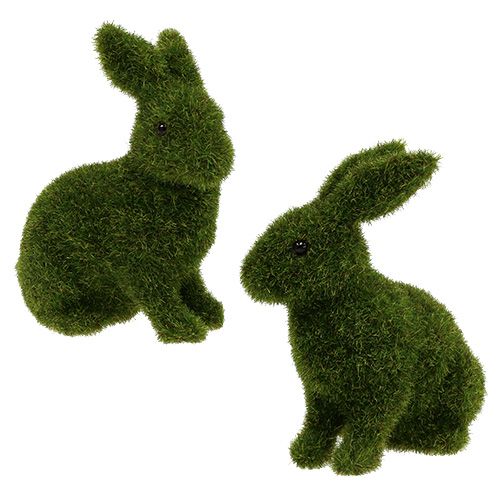 Floristik24 Kanin sidder grøn flokeret H13.5cm 4stk