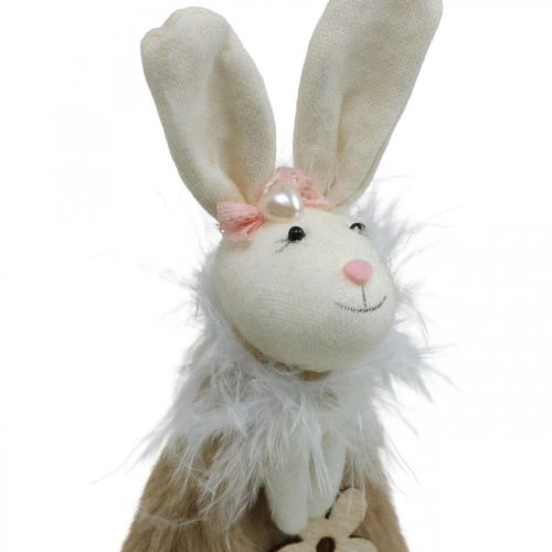Artikel Påskehare lavet af stof, forårsdekoration, dekorativ kanin til at hænge brun, naturlig H21cm 6 stk.