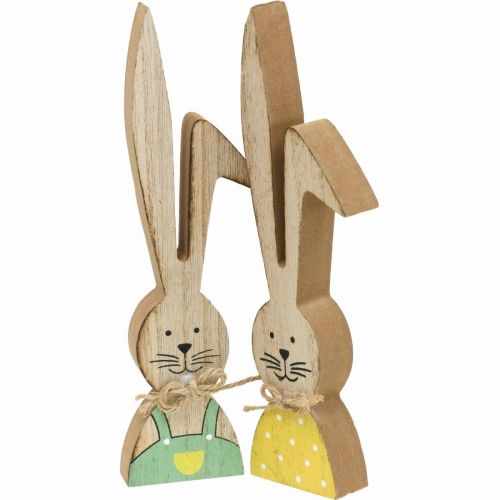 Glad kanin dekoration, forår, påskehare par, træ dekoration til at sætte H19cm 6 stk.