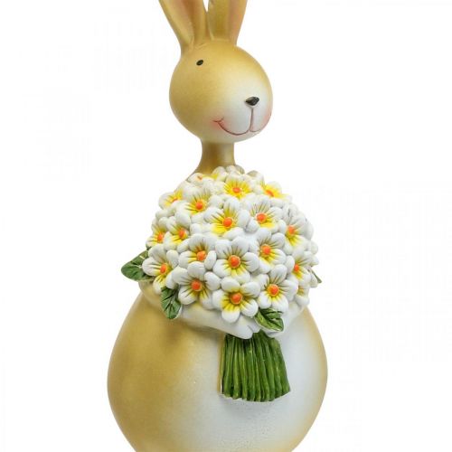 Floristik24 Påskehare med buket blomster, påskedekoration, dekorativ figurkanin H32cm