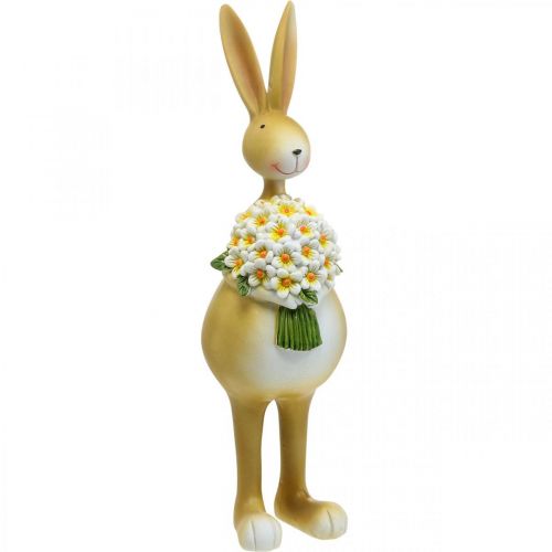 Floristik24 Påskehare med buket blomster, påskedekoration, dekorativ figurkanin H32cm