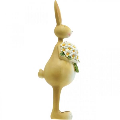 Floristik24 Påskehare med buket blomster, påskedekoration, dekorativ figurkanin H32cm