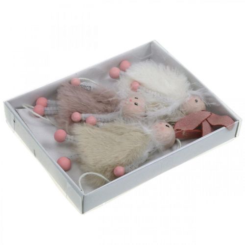 Floristik24 Kaniner, påskepynt, forårsvedhæng, påskeharer til at hænge beige, pink, hvid H12,5 cm 3 stk.