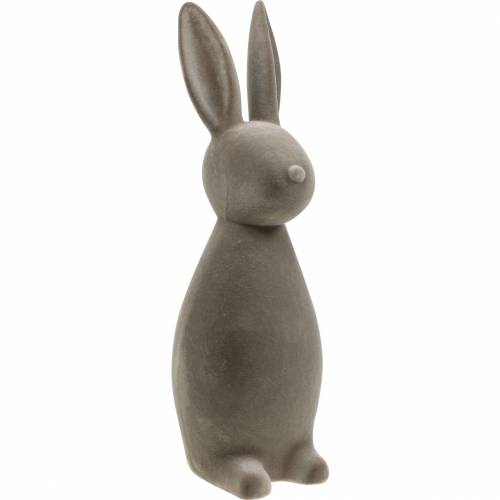 Floristik24 Bunny mørkegrå flokkede påskehare påske dekoration bord dekoration påske