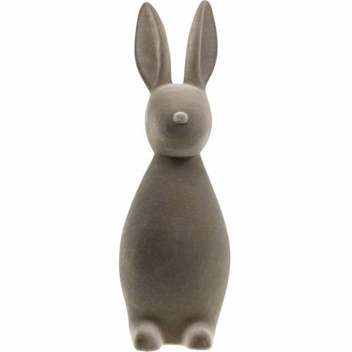 Floristik24 Bunny mørkegrå flokkede påskehare påske dekoration bord dekoration påske